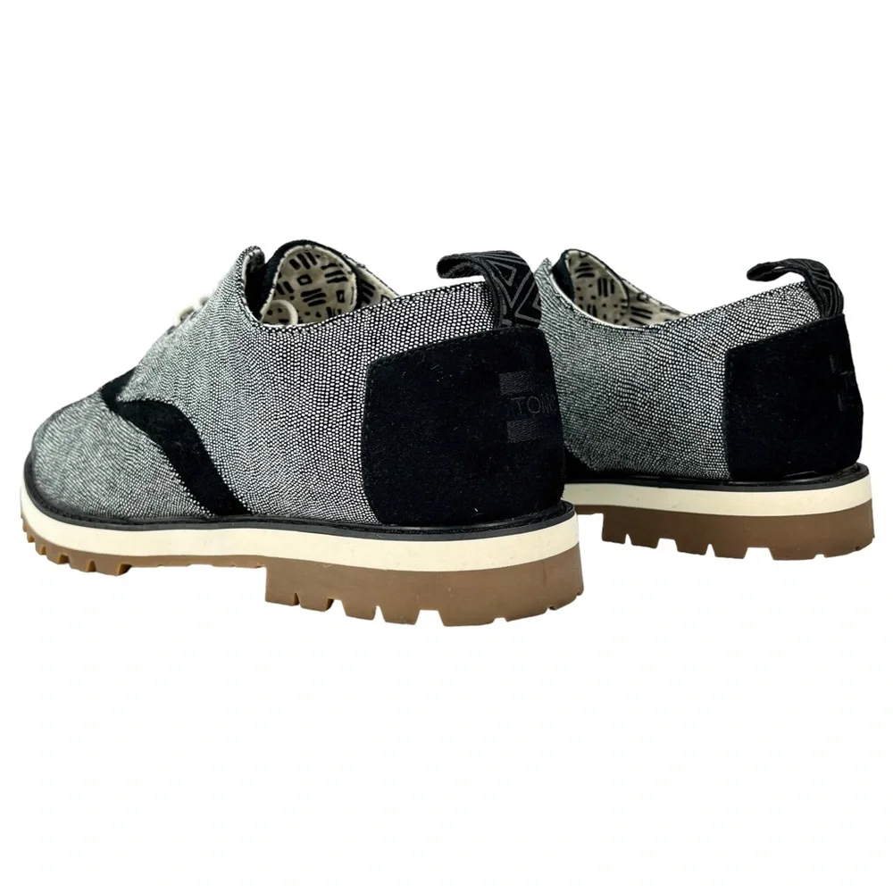 TOMS Men’s 9.5 Brogue V White Caviar Leather‎ Oxford Vibram Sole Shoes